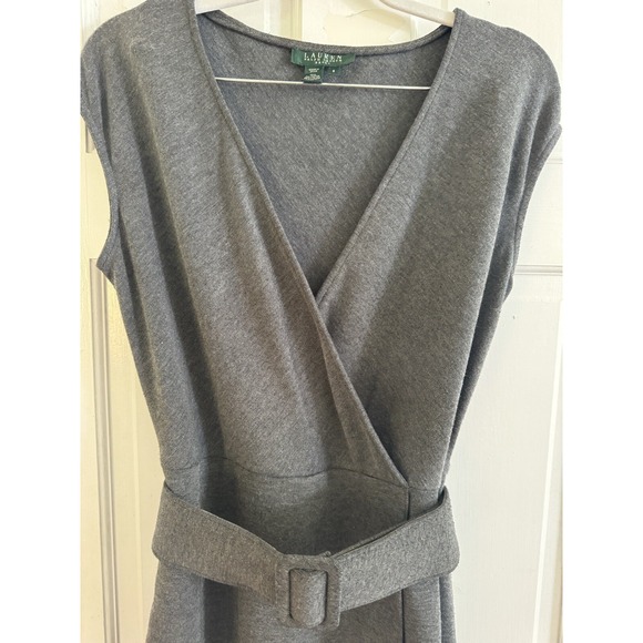 Ralph Lauren Dark Gray Sz 6 Dress Sleeveless Surplice Bust Stretch Timeless - Picture 4 of 7